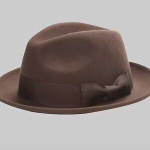 MEN'S FEDORA!!! STYLISH BROWN WOOL FELT FEDORA (MEDIUM)